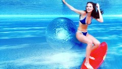 Woman models cleavage