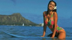 Woman models cleavage