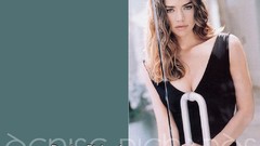 Woman models cleavage