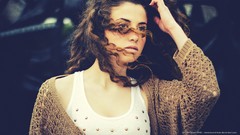 Woman models curly hair