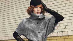 Woman models curly hair