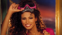 Woman models curly hair black people