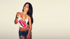 Woman models denim shorts Melanie Iglesias