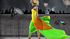 Woman models fashion selective