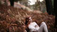 Woman models forests redheads