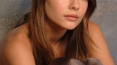 Woman models green eyes