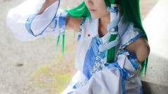 Woman models kochiya sanae touhou cosplay Lenfried