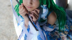 Woman models kochiya sanae touhou cosplay Lenfried