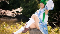 Woman models kochiya sanae touhou cosplay Lenfried