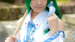 Woman models kochiya sanae touhou cosplay Lenfried