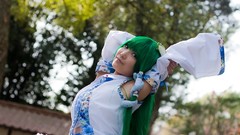 Woman models kochiya sanae touhou cosplay Lenfried