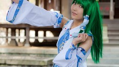 Woman models kochiya sanae touhou cosplay Lenfried