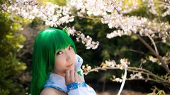 Woman models kochiya sanae touhou cosplay Lenfried