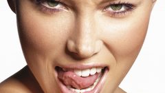 Woman models lips Jessica