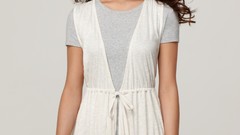 Woman models long hair