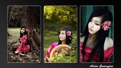 Woman models long hair