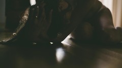 Woman models lying down