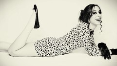 Woman models lying down grayscale