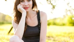 Woman models Megan girls in nature