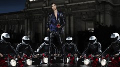 Woman models motorbikes