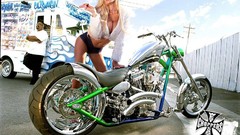 Woman models motorbikes