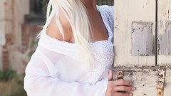 Woman models Nataly Blond