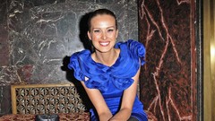 Woman models petra nemcova blue dress