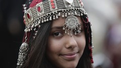 Woman models photo shoot