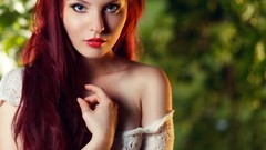 Woman models red lipstick redheads Marta Misiak