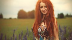 Woman models redheads boobs