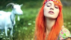 Woman models redheads girls in nature