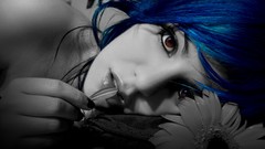 Woman models selective coloring