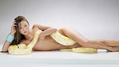 Woman models snakes devon