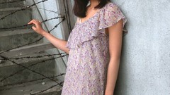 Woman models stairways asians