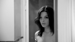 Woman monochrome Actress long hair brunettes Lauren German