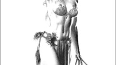 Woman monochrome artwork drawings