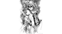 Woman monochrome artwork Simple Background