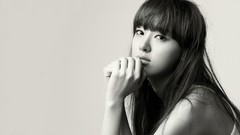 Woman monochrome asians bangs Simple Background
