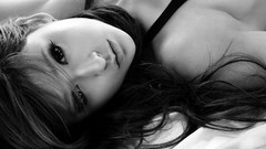 Woman monochrome asians brunettes models lying down Leah Dizon