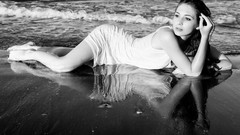 Woman monochrome Beaches lying down