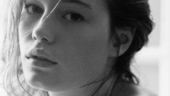 Woman monochrome blondes blue eyes models Camille Rowe