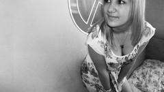 Woman monochrome blondes cleavage