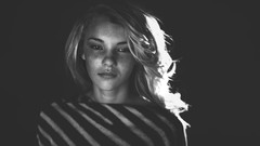 Woman monochrome blondes freckles Simple Background rachel