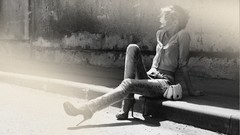 Woman monochrome blondes grayscale