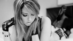 Woman monochrome blondes greyscale