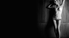 Woman monochrome blondes lingerie greyscale