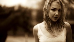 Woman monochrome blondes nipples through clothing Arielle Kebbel