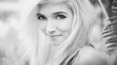 Woman monochrome blondes smiling grayscale
