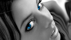 Woman monochrome blue eyes