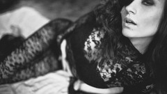 Woman monochrome brunettes Asuka Sora